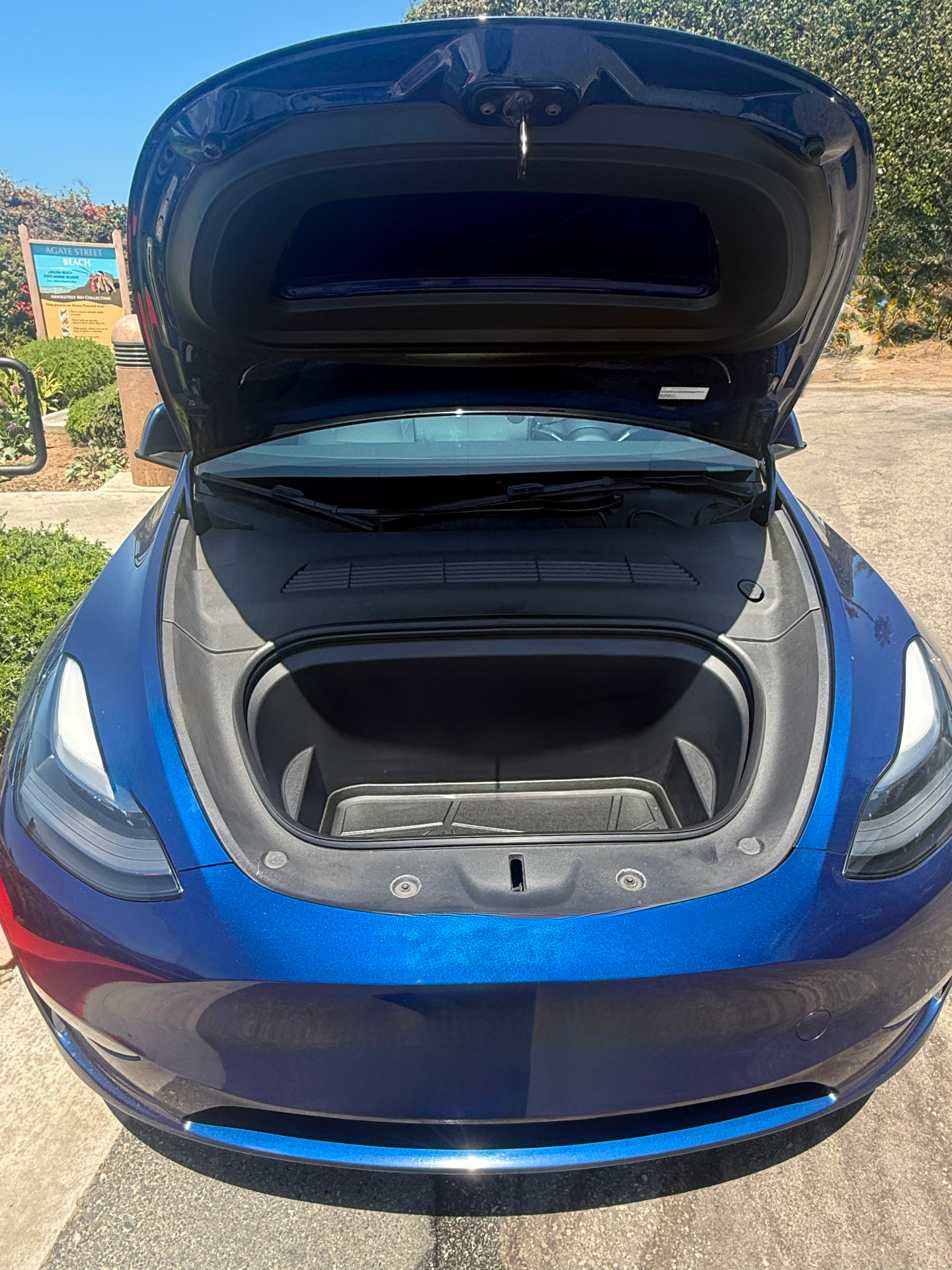Front trunk (frunk) open for extra luggage